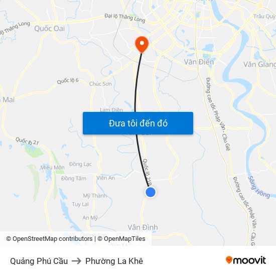 Quảng Phú Cầu to Phường La Khê map