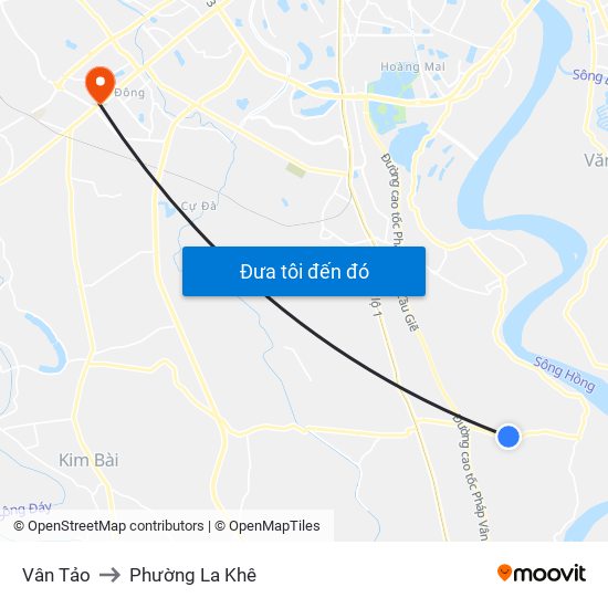 Vân Tảo to Phường La Khê map