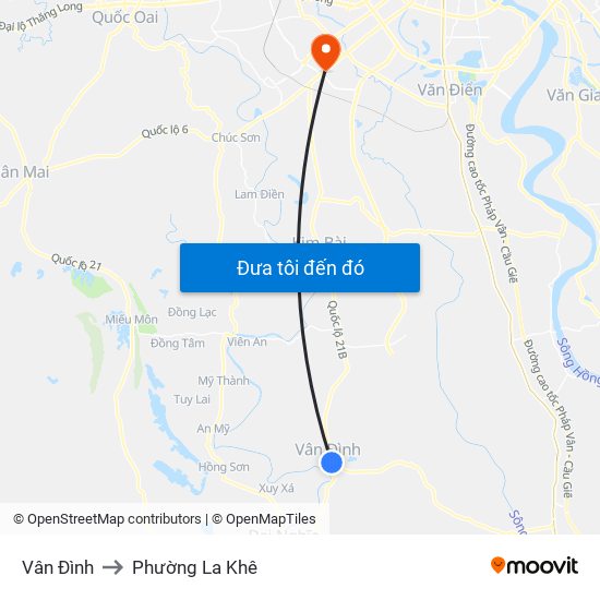 Vân Đình to Phường La Khê map