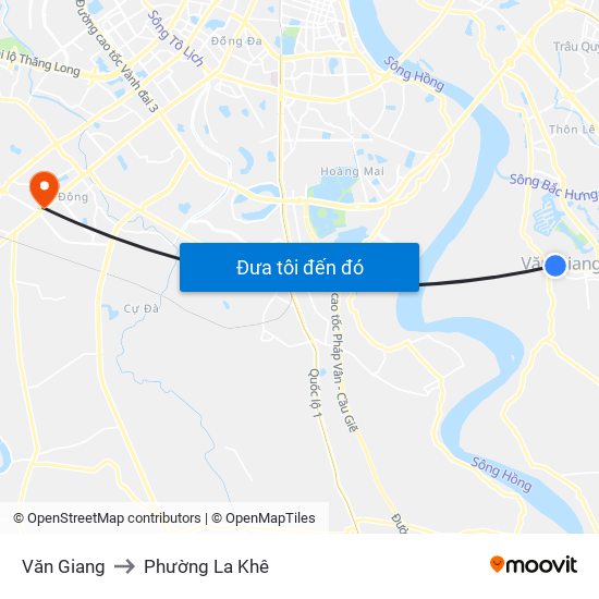 Văn Giang to Phường La Khê map