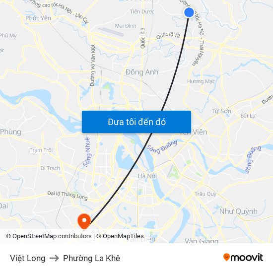 Việt Long to Phường La Khê map