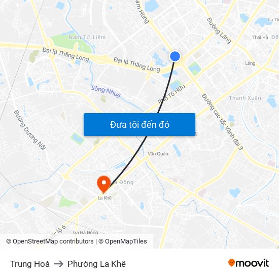 Trung Hoà to Phường La Khê map