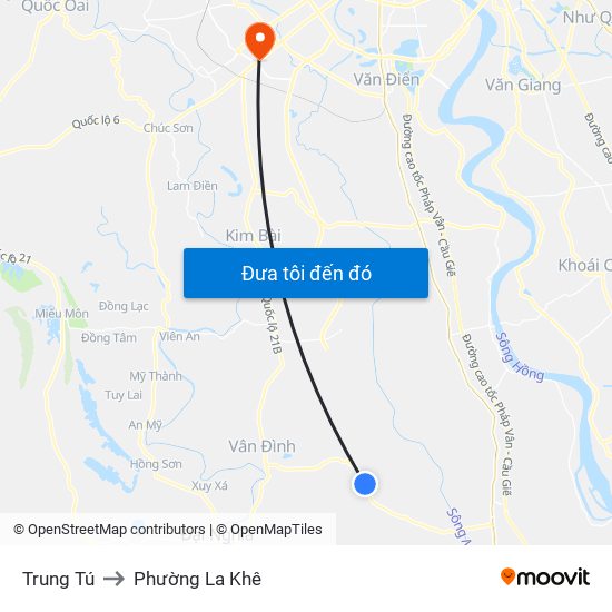 Trung Tú to Phường La Khê map