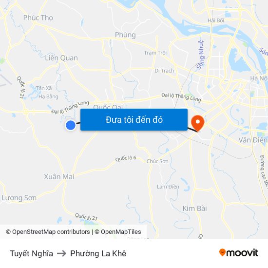 Tuyết Nghĩa to Phường La Khê map