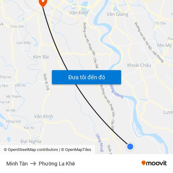 Minh Tân to Phường La Khê map