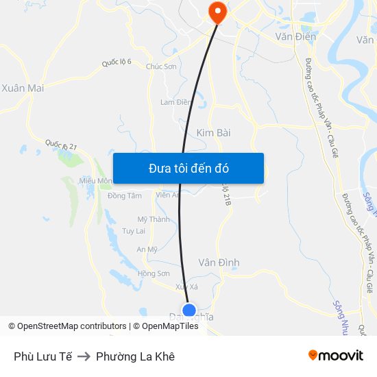 Phù Lưu Tế to Phường La Khê map