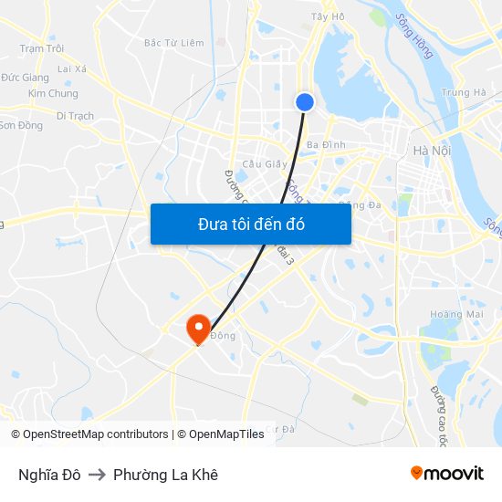 Nghĩa Đô to Phường La Khê map