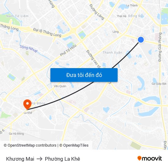 Khương Mai to Phường La Khê map