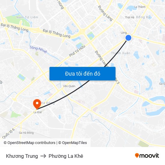 Khương Trung to Phường La Khê map