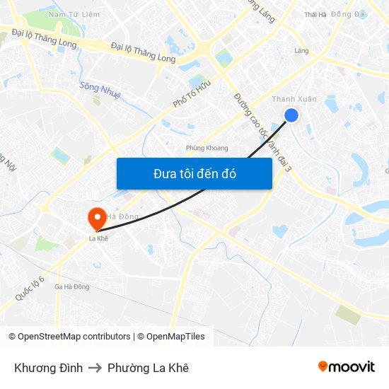 Khương Đình to Phường La Khê map