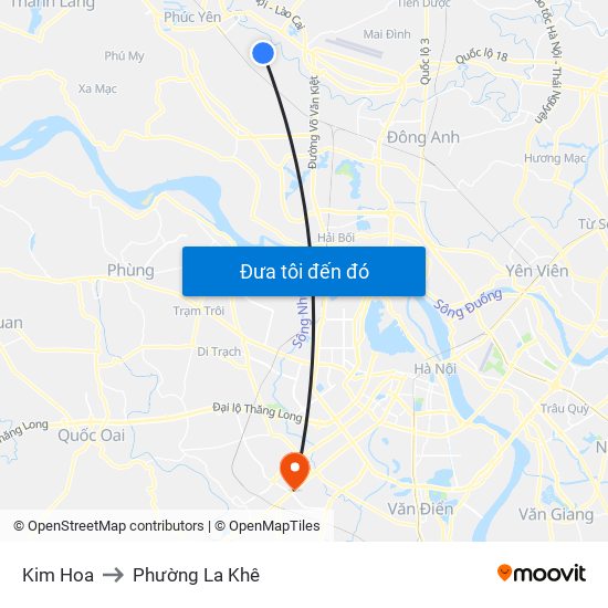 Kim Hoa to Phường La Khê map