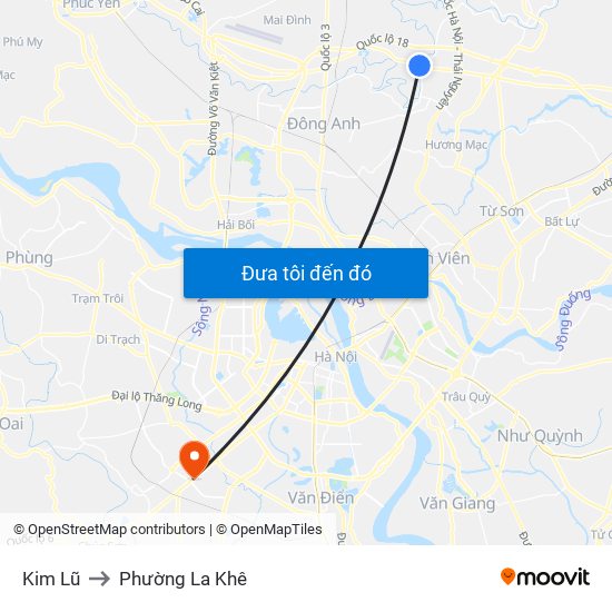 Kim Lũ to Phường La Khê map