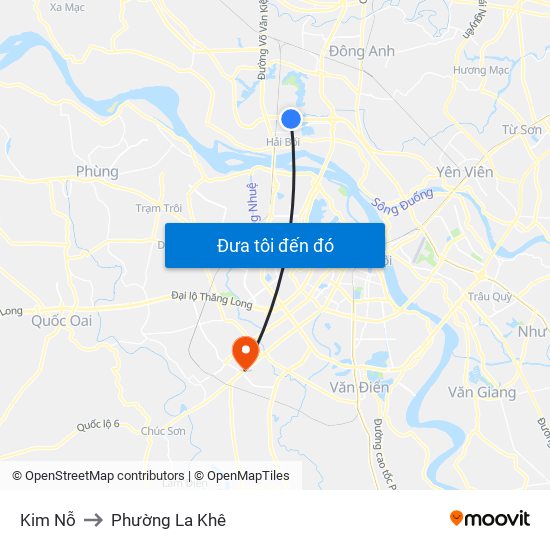 Kim Nỗ to Phường La Khê map