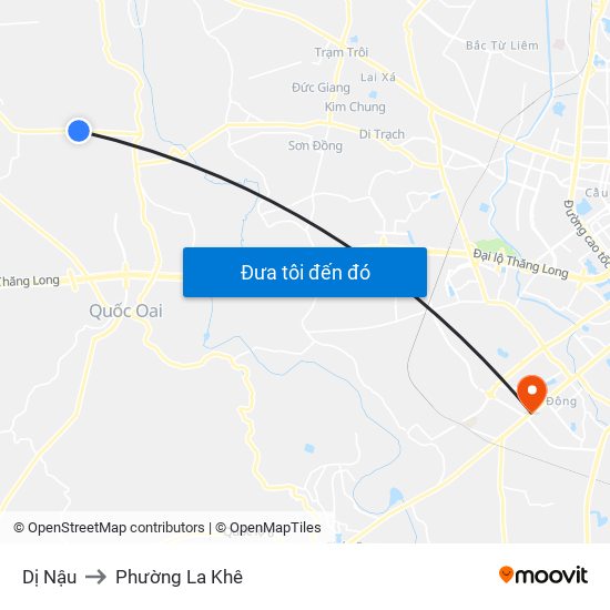 Dị Nậu to Phường La Khê map