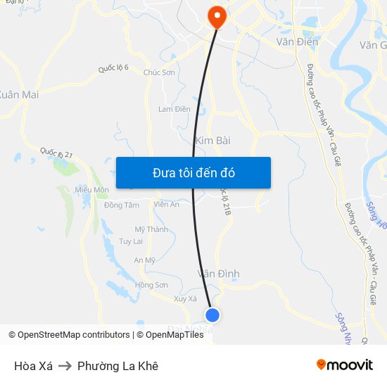 Hòa Xá to Phường La Khê map