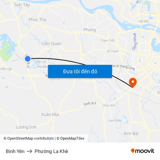 Bình Yên to Phường La Khê map