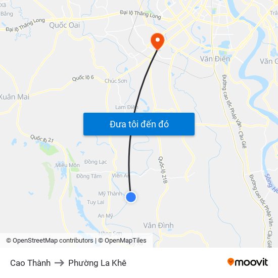 Cao Thành to Phường La Khê map