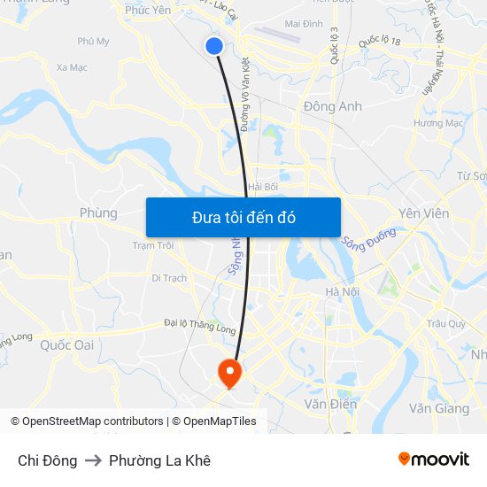 Chi Đông to Phường La Khê map