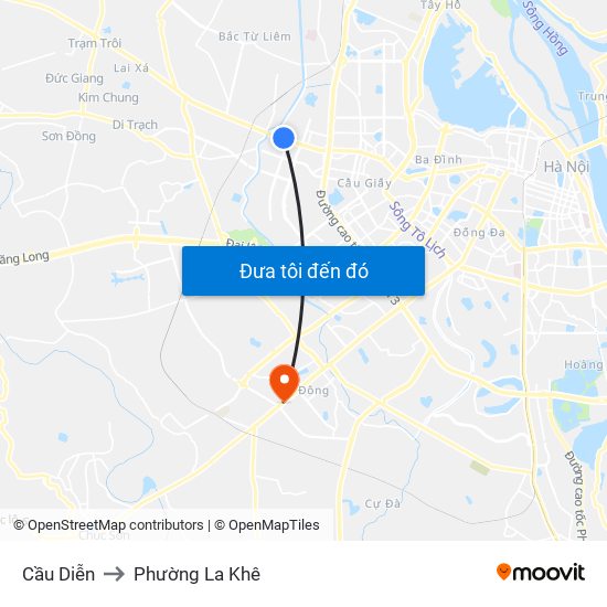 Cầu Diễn to Phường La Khê map