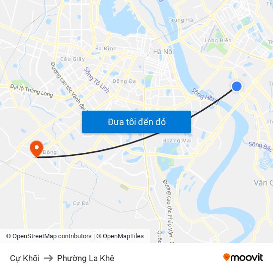 Cự Khối to Phường La Khê map