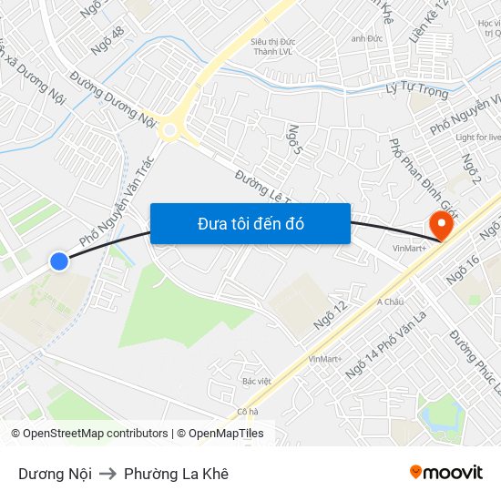 Dương Nội to Phường La Khê map