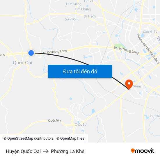 Huyện Quốc Oai to Phường La Khê map