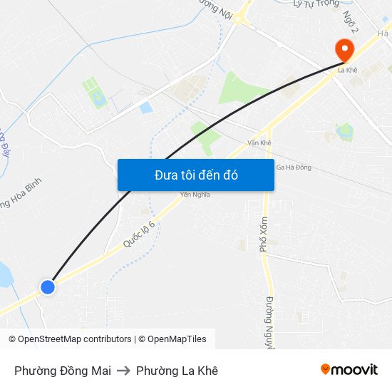 Phường Đồng Mai to Phường La Khê map