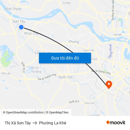Thị Xã Sơn Tây to Phường La Khê map