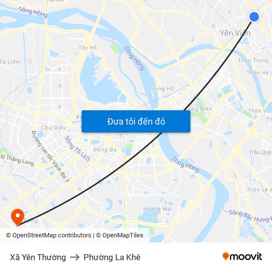 Xã Yên Thường to Phường La Khê map