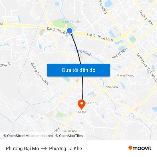 Phường Đại Mỗ to Phường La Khê map