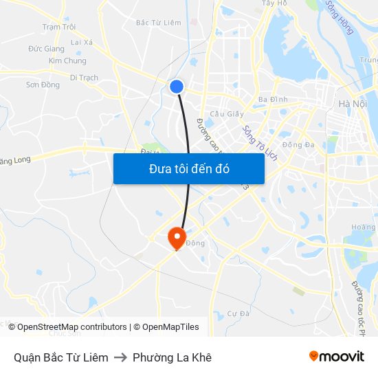 Quận Bắc Từ Liêm to Phường La Khê map