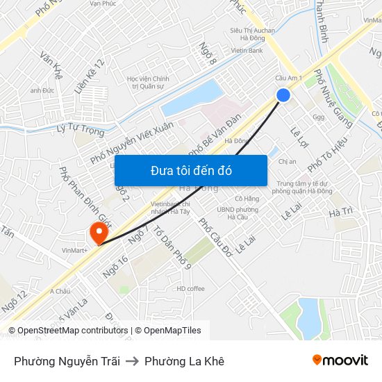 Phường Nguyễn Trãi to Phường La Khê map