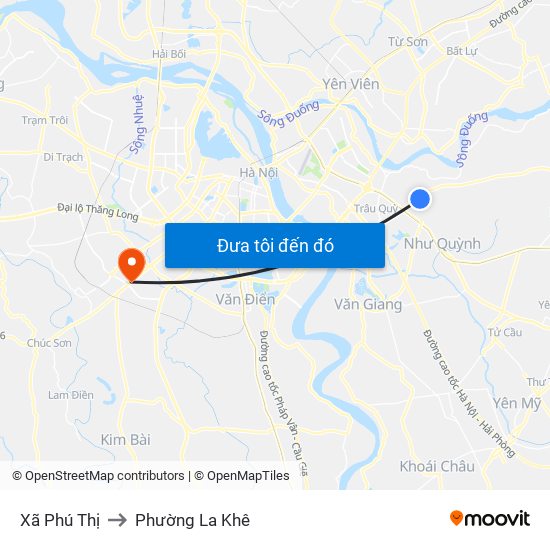 Xã Phú Thị to Phường La Khê map