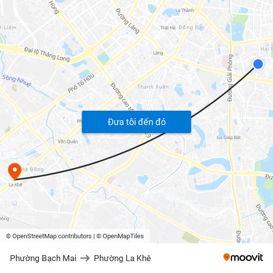 Phường Bạch Mai to Phường La Khê map