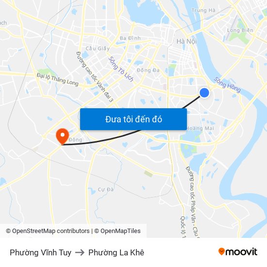 Phường Vĩnh Tuy to Phường La Khê map