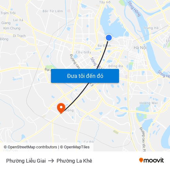 Phường Liễu Giai to Phường La Khê map