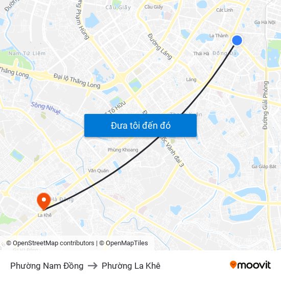Phường Nam Đồng to Phường La Khê map