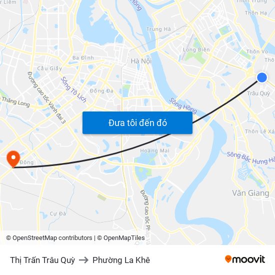 Thị Trấn Trâu Quỳ to Phường La Khê map