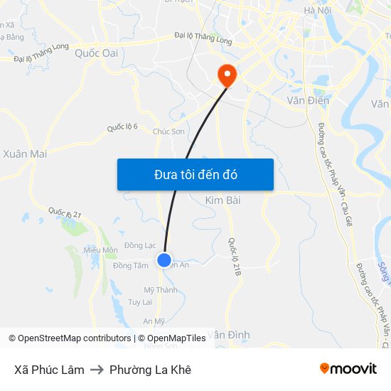 Xã Phúc Lâm to Phường La Khê map