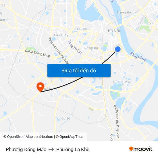 Phường Đống Mác to Phường La Khê map