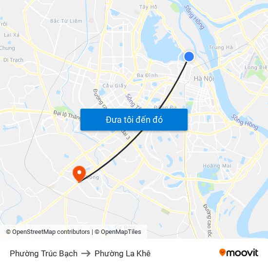 Phường Trúc Bạch to Phường La Khê map