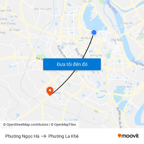 Phường Ngọc Hà to Phường La Khê map