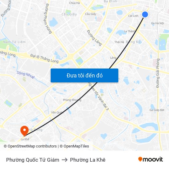 Phường Quốc Tử Giám to Phường La Khê map