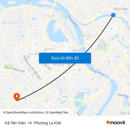 Xã Yên Viên to Phường La Khê map