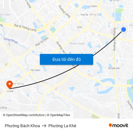 Phường Bách Khoa to Phường La Khê map