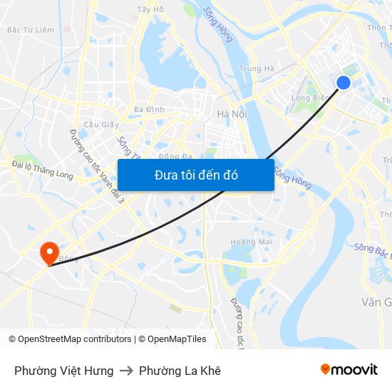 Phường Việt Hưng to Phường La Khê map