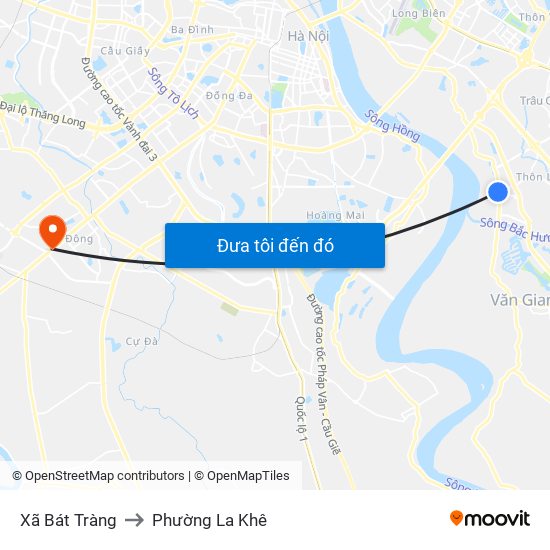 Xã Bát Tràng to Phường La Khê map