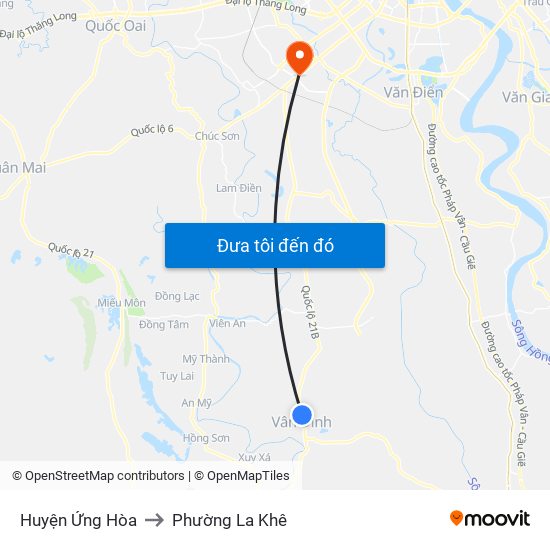 Huyện Ứng Hòa to Phường La Khê map