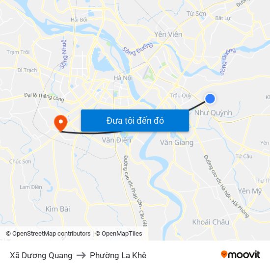 Xã Dương Quang to Phường La Khê map