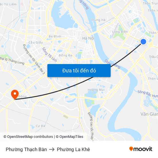 Phường Thạch Bàn to Phường La Khê map